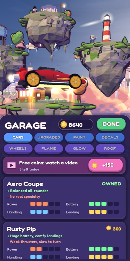 The garage with a red sports car on gold rims